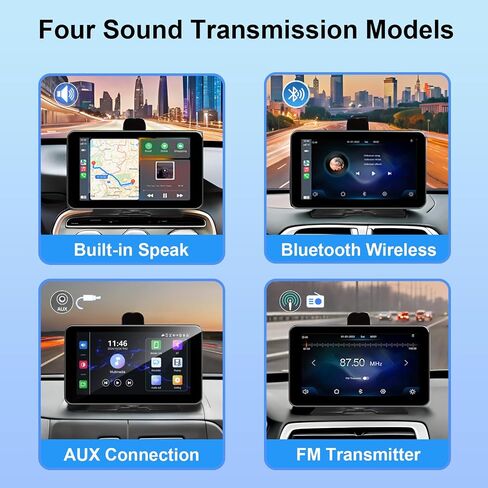 شاشة Carplay اللاسلكية للسيارة ، 7 '' 'Car Play مع كاميرا احتياطية ، 4K Dash Cam ، لـ Apple Carplay و Android Auto ، GPS Mavigation ، استقبال صوت السيارات Bluetooth/Mirror Link/FM/Siri in Saudi Arabia