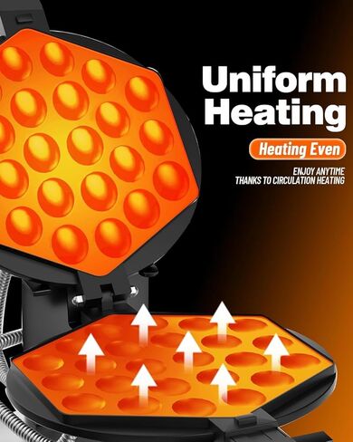 صانع وافل الفقاعات المزدوج التجاري ، 1500 واط من الفولاذ المقاوم للصدأ ، صانع وافل البيض غير القابل للصدأ ، 180 درجة ، من 50-250 ℃ درجة حرارة قابلة للتعديل ، للاستخدام المنزلي والتجاري in Kuwait