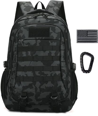 Tactical Backpack, 35L Military Backpacks Hiking Daypack for Men and Women Water-Resistant 3 Day Assault Bag Molle Army Pack with US Flag Patch and Carabiner (Black) in Saudi Arabia