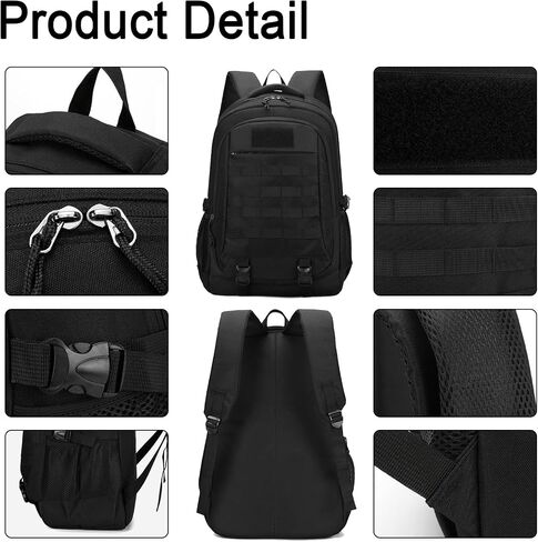 Tactical Backpack, 35L Military Backpacks Hiking Daypack for Men and Women Water-Resistant 3 Day Assault Bag Molle Army Pack with US Flag Patch and Carabiner (Black) in Saudi Arabia