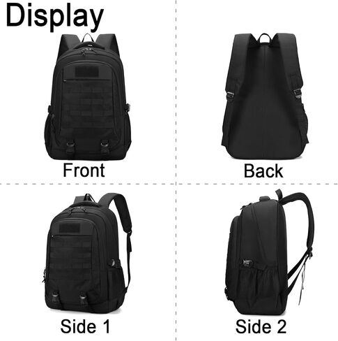 Tactical Backpack, 35L Military Backpacks Hiking Daypack for Men and Women Water-Resistant 3 Day Assault Bag Molle Army Pack with US Flag Patch and Carabiner (Black) in Saudi Arabia