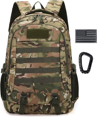 Tactical Backpack, 35L Military Backpacks Hiking Daypack for Men and Women Water-Resistant 3 Day Assault Bag Molle Army Pack with US Flag Patch and Carabiner (Black) in Saudi Arabia