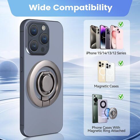 Magnetic Phone Grip, Gyroscope Phone Ring Holder Grip for Hand Cell Phone Finger Holder Kickstand Phone Stand Holder for Desk Compatible for MagSafe iPhone 16/15/14/13/12 Series in Saudi Arabia