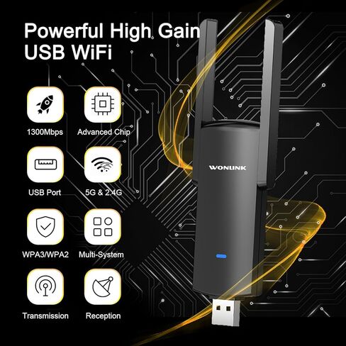 محول WIFI USB للكمبيوتر الشخصي ، محول WiFi اللاسلكي 1300 ميجا بريتنيات لجهاز الكمبيوتر المحمول ، سطح المكتب ، النطاق المزدوج 5G/2.4G WiFi Dongle ، WPA3 ، محول WiFi لدعم سطح المكتب PC Windows 11/10/8.1 ، Mac OS 10.11-10.15 in Kuwait