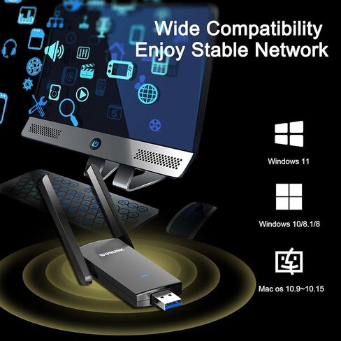 محول WIFI USB للكمبيوتر الشخصي ، محول WiFi اللاسلكي 1300 ميجا بريتنيات لجهاز الكمبيوتر المحمول ، سطح المكتب ، النطاق المزدوج 5G/2.4G WiFi Dongle ، WPA3 ، محول WiFi لدعم سطح المكتب PC Windows 11/10/8.1 ، Mac OS 10.11-10.15 in Kuwait