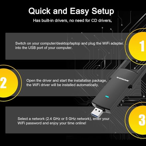 محول WIFI USB للكمبيوتر الشخصي ، محول WiFi اللاسلكي 1300 ميجا بريتنيات لجهاز الكمبيوتر المحمول ، سطح المكتب ، النطاق المزدوج 5G/2.4G WiFi Dongle ، WPA3 ، محول WiFi لدعم سطح المكتب PC Windows 11/10/8.1 ، Mac OS 10.11-10.15 in Kuwait