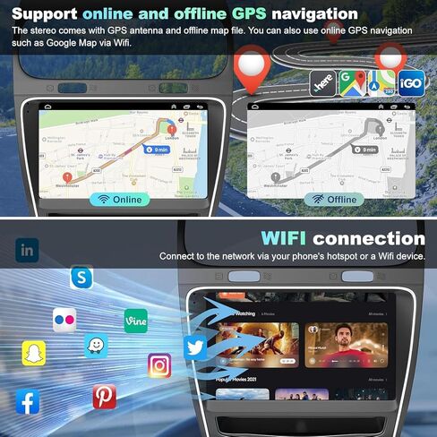 4+64 Android 13 Car Stereo for Dodge Journey 2011-2019 ، 9 بوصة راديو شاشة اللمس مع Carplay/Android Auto ، GPS ، WiFi ، Bluetooth ، دعم OBD2/DVR/DSP in Kuwait