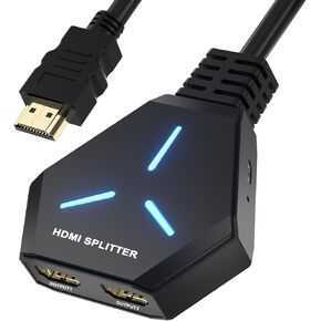 HDMI Splitter, HDMI Splitter 1 in 2 Out Duplicate/Mirror (Not Extend), 4K@30hz HDMI Splitter for Dual Monitorsfor Full HD, 1080P, 3D, Compatible with Xbox, PS4, PS5, TV, Projector, Computer