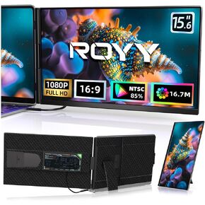 ROYY Laptop Screen Extender Dual Monitor - 15.6" Detachable Portable Monitor 85% NTSC IPS 1080P FHD USB-C HDMI Port Compatible with Wins Mac Dex Chrome Fits 13-17" Laptops