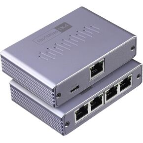 Gigabit Ethernet Splitter 1 to 4 - Network Splitter with USB Power Cable, RJ45 Internet Splitter Adapter 1000Mbps High Speed for Cat 5/5e/6/7/8 Cable [4 Devices Networked Simultaneously] (ES-1X4)