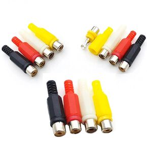 12PCS/lot Solder RCA Female Jack Audio Video Adapter Connector 4 Colors Red Black White and Yellow (Female 12)