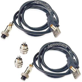 Lsgoodcare 2Pcs GX12-4pin USB Aviation Connector Plug Female with Shielded Cable 39.37Inch,2Pcs 12MM 4pin Thread Metal Aviation Wire Socket Male