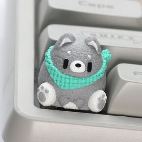 Artisan Keycaps - Cute Puppy keycaps Adorable Cartoon Resin Keycaps ESC Handmade Keycap fit Cherry Gateron MX Switches for Mechanical keycaps (Puppy Keycap - Grey)