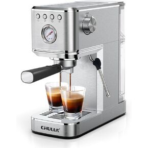 CHULUX Kom-Pro Espresso Machine 20 Bar, Semi Automatic Stainless Steel Coffee Machine for Home Latte Cappuccino Espresso Maker, Powerful Milk Frother Steam Wand