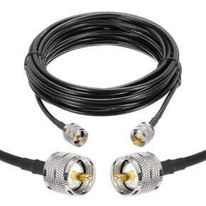 MECCANIXITY 1PCS RG58 Coaxial Cable 50ft/15.2 M, UHF PL-259 Male to Male Coax Cable 50 Ohm Low Loss Cable for CB Radio, Ham Radio, Antenna Analyzer