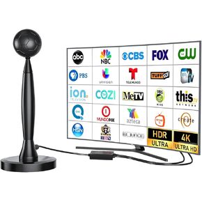 2025 TV Antenna Indoor, TV Antenna for Smart TV Indoor, Strong Magnetic Base Indoor TV Antenna, 4k TV Antenna for Local Channels, Support All TV with 16 FT Coax Cable