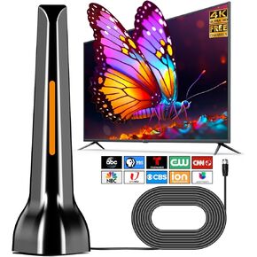 TV Antenna-TV Antenna Indoor, 2025 Digital TV Antenna for Local Channels with Strong Magnetic Base, Long Range Reception HD Antenna for Smart TV Indoor Outdoor - Supports 4K 1080p