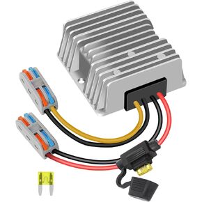 12V 20A 240W with Fuse 36V 48V to 12V Voltage Converter, Buck Converter Voltage Reducer, Waterproof DC Converter Module for Golf carts, Scooters, LED Lights (Input Voltage 18V-60V)
