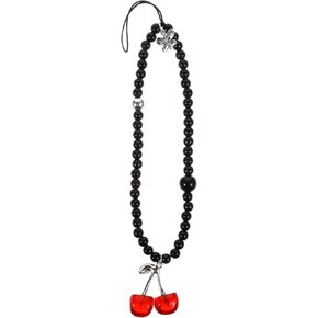 Cherry Beaded Phone Chain Cherry Wrist Strap Phone Charms Cute Universal Cell Phone Lanyard Wrist Strap Phone Case Accessories Wallet Pendant Earphone Camera Pendants Decor for Women (Sweet Cherries)