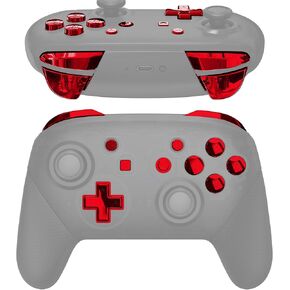 eXtremeRate Chrome Red Repair ABXY D-pad ZR ZL L R Keys for Nintendo Switch Pro Controller, Glossy DIY Replacement Full Set Buttons with Tools for Nintendo Switch Pro - Controller NOT Included