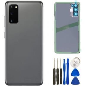 Galaxy S20 Back Glass Cover Replacement Housing Door with Camera Lens and Frame +Tape Parts for Samsung Galaxy S20 with Tools (Gray)