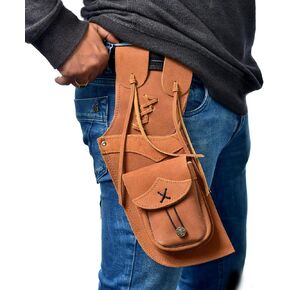 Arrow Hip Quiver | Genuine Suede Leather Arrow Holder | Traditional H-Grade Handmade Quiver for Hunting & Archery Sports | Lightweight & Comfortable | Brown Color (39cm/15.50 Inches)