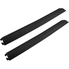 Pyle 40 Inch Cable Wire Protector Cover Ramp Track with Interlocking System for Indoor Outdoor Floor Extension Cord Safety Concealment, Black (8 Covers)
