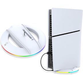 Vertical Stand Replacement for Slim Disc & Digital, for Slim Console Base Stand with RGB Lights and Non Slip Feet, Fast Heat Dissipation, for Slim Base Accessories