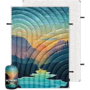 Camping Blanket,Soft Warm Fleece Camping Blanket Thick Camp Blankets Puffy Camping Quilt for Cold Weather Packable Outdoor Blanket for Traveling, Stadium, Hiking, Picnics