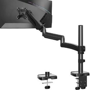 MOUNTUP Single Monitor Desk Mount, Monitor Mount for 13-32 inch, Long Arm Full-Motion Monitor Stand Holds Max 19.8lbs, Height Adjustable Gas Spring Monitor Arm with C-Clamp＆Grommet Base, VESA Mount