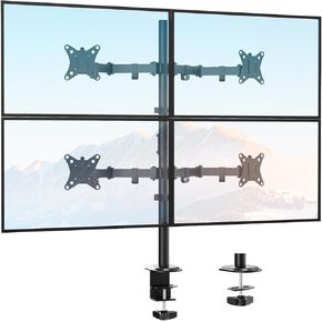 Quad Monitor Stand, 4 Monitor Mount for 17 to 32 inch Computer Screens, Fully Adjustable Stacked 4 Monitor Desk Mount, VESA Mount, Hold up to 19.8lbs per Arm, C clamp/Grommet Base