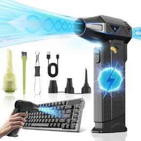 Hon&Guan Compressed Air Duster, 180000 RPM Electric Air Duster, Fast Rechargeable Air Blower, Replace Compressed Air Can, Cordless Air Broom, Turbo Jet Air Blower for Keyboard, Car, PC Dry Cleaning