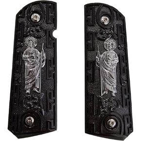 Replacement 1911 Full Size Grips for Kimber, Colt, Rock Island, Springfield, Taurus, & Clones - St Jude Black Nickel Grips