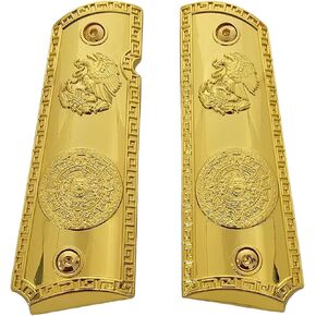Replacement Aztec 1911 Grips Full Size for Colt Rock Island Springfield Taurus & Clones Gold Grips, fits Standard Government 1911 Models