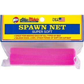 Atlas Mike's Super Soft Spawn Net - Premium Fishing Bait Holder for Salmon Eggs, Liver, Cut Bait, Roe Sacks - Durable Nylon Mesh, Easy-Tie Design, USA-Made Quality - 4" x 16" Roll - Pink