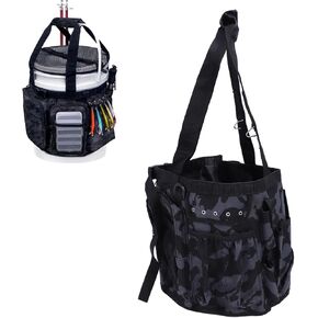 Zerone Fishing Bucket Tool Organizer Fishing Bucket Bag, Portable Ice Fishing Bucket Tool Storage Oxford Fabric Camouflage Tackle Bag For 5 To 6 Gallon Buckets
