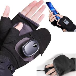 Portable Heating Gloves with Digital Display,Smart Thermostatic Heated Fingerless Gloves,Rechargeable Heated Gloves,Winter Hand Warmer for Work Cycling Skiing Outdoor Snow(Black)