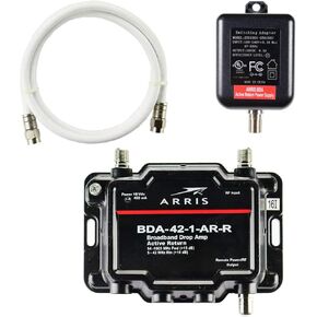 Arris 1-Port Cable, Modem, TV, OTA, HDTV Amplifier Signal Booster with Active Return and Coax Cable Kit