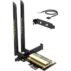 WAVLINK WiFi 6E AX5400 PCIe WiFi Card for Desktop PC, Tri-Band AX210 WiFi Card with Bluetooth 5.3, MU-MIMO, OFDMA, WPA3, Low-Profile Bracket, Heat Sink, Compatible with Windows 11/10, Linux