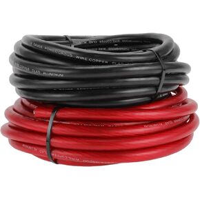 Motoforti Universal Ground Wire Power Wire 25FT Fully Insulated& Soft Touch Jacket CCA Black,Red 1 Pcs 1/0 GAUGE 12V