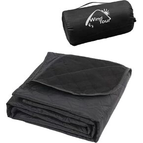 Warm Polar Fleece Blanket Picnic Outdoor & Beach, Machine Washable Camping Quilt for Cold Weather, Adventure, Sleeping, Backpacking (Black)