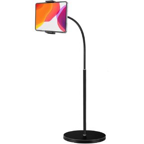 حامل أرضي ، Gooseneck 62 بوصة قابلة للتعديل ، معطف ، مع وجود حامل أرضي 360 درجة متوافق مع iPhone ، الكمبيوتر اللوحي ، أوقد وجميع اللوحات والهاتف 4.5-12.9 بوصة