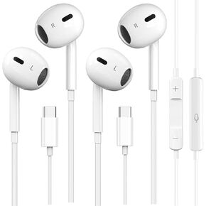 2 Pack USB C Headphones for iPhone 15, USB C Type C Earbuds Wired in-Ear Earphones with Mic & Volume Control Compatible with iPhone 15 Pro/Pro Max, iPad Pro, Most USB C Jack Device