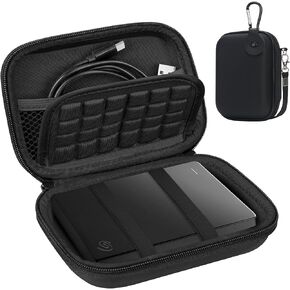 Lacdo Hard Drive Carrying Case for Seagate Portable/One Touch, WD Elements/My Passport, Toshiba Canvio Basics/Flex Portable External Hard Drive HDD Case 1TB 2TB 4TB 5TB 6TB Shockproof Travel Bag,Black