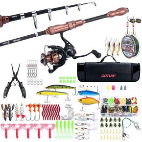 غوتور قضيب الصيد والكراهية مجموعات الصيد-عمود الصيد القطب غزل السحر مع حقيبة الناقل ، مجموعة صيد الصيد تلسكوبي للسفر للمياه المالحة العذبة الصيد الأسماك هدية هدية in Kuwait