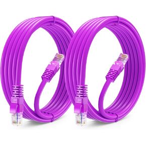 Maximm Cat 6 Ethernet Cable 10 ft (2-Pack) - High-Speed LAN Cable, Internet Cable, Patch Cable, and Network Cable - UTP, 10Gbps, 550MHz Ethernet Cord - Purple