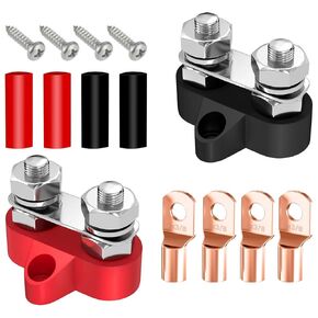Bus Bar 12V 200A Power Distribution Block Dual 5/16" (M8) Studs Marine Power Distribution Block Insulated Battery Post Junction Block for Automotive Car Boat - Positive&Negative (12V 200A)