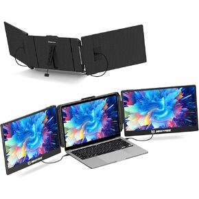 S2 Laptop Screen Extender, 14'' Laptop Monitor Extender Plug & Play, 1080P FHD Triple Portable Dual Monitor for 13-17'' Laptops, Compatible with Windows/Mac/Surface/Android/Switch