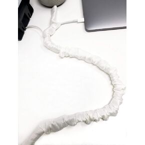 Snow Lamp Cord Cover Thin-Style Faux Silk 9 ft long White