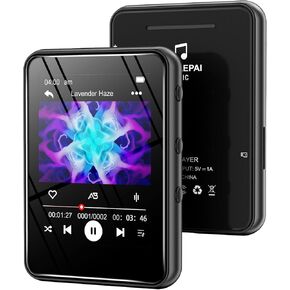 MP3 Player with Bluetooth, Full Touch Screen Music Player with Speaker and Micro SD Card Slot,64GB Audio Player, FM Radio, Voice Recorder, Earphones,Expandable Up to 256GB